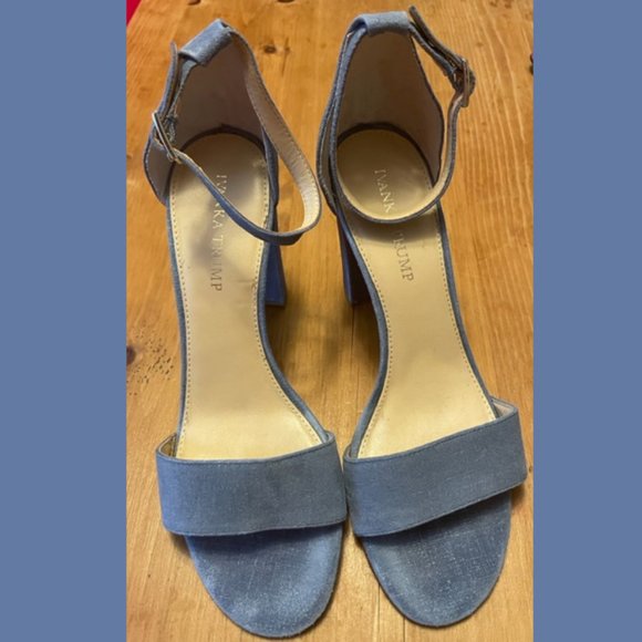 Ivanka Trump 'Klover' Block Heel Ankle Strap Sandal Blue Suede Denim Size 8.5 - Picture 4 of 6